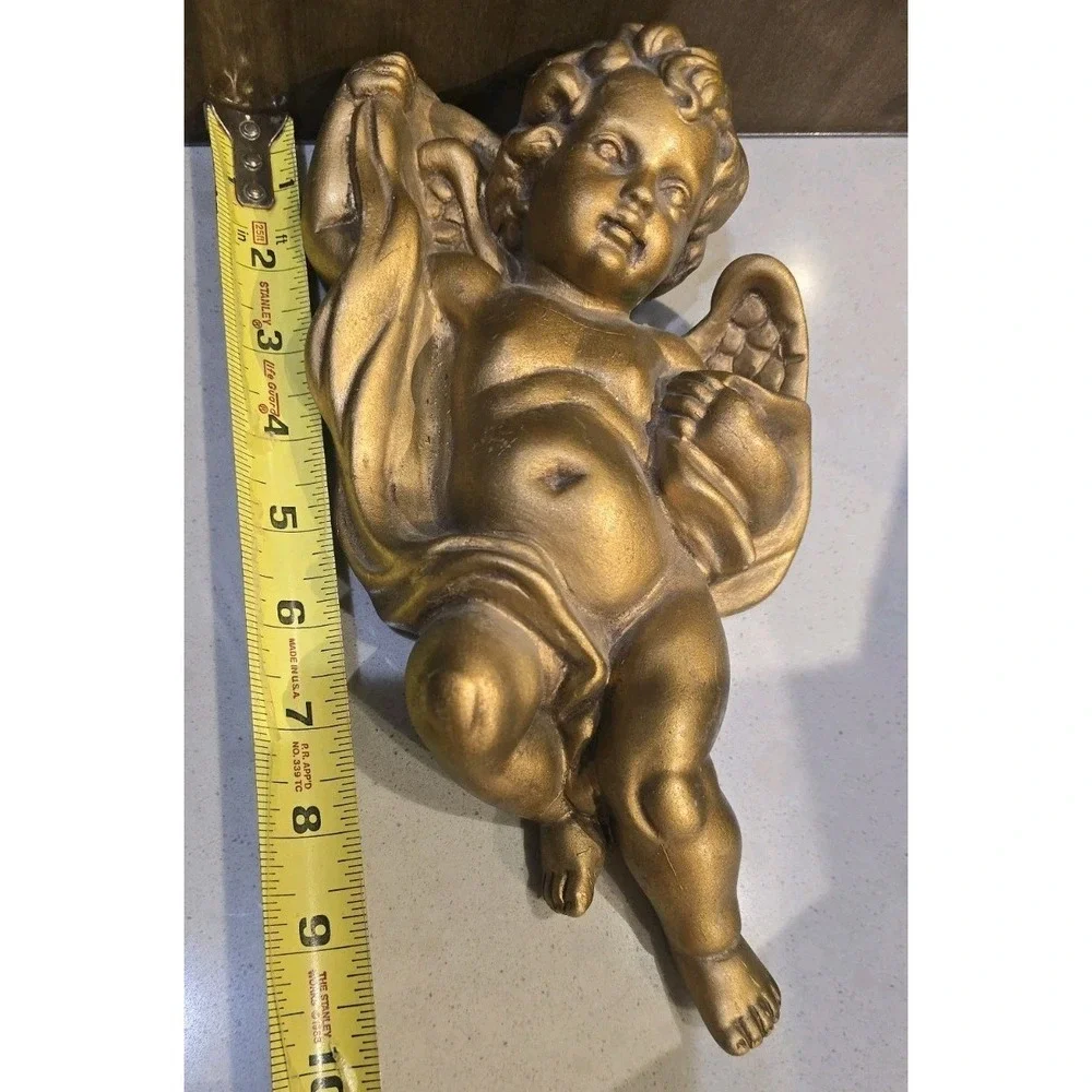 VTG Gold Cherub Angel Homco 1120 Wall Hangings Hollywood Regency Baroque Rococo